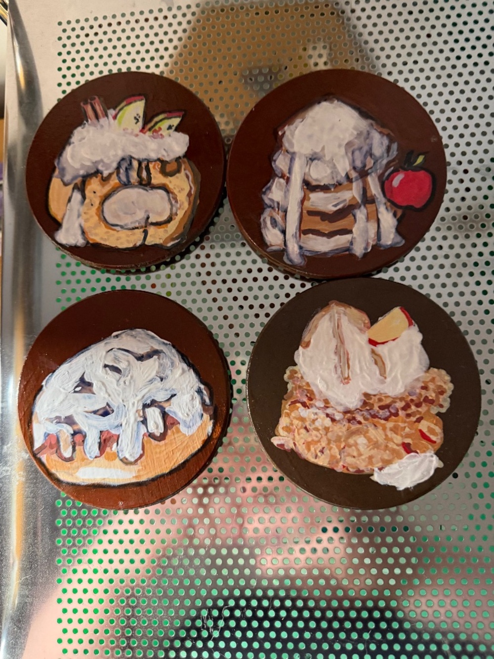Hand painted autumn treat coaster set